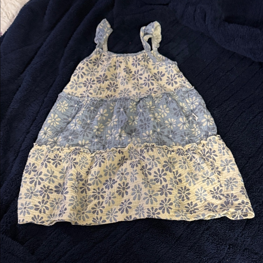 Floral Kids Casual Dress - Yellow and Blue